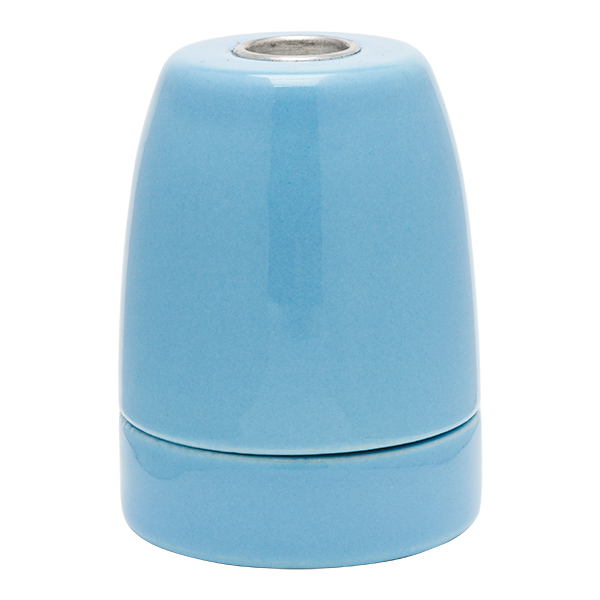 Lampenfassung glatt Porzellan Blau